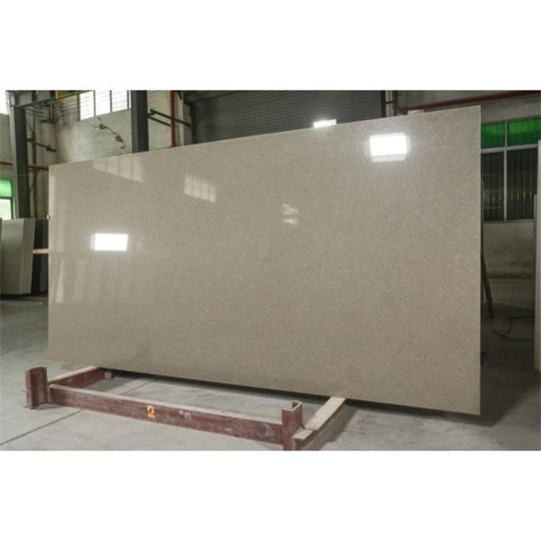 Smooth 18MM Taupe Glass Quartz With Bathroom Wall Countertop Table Top