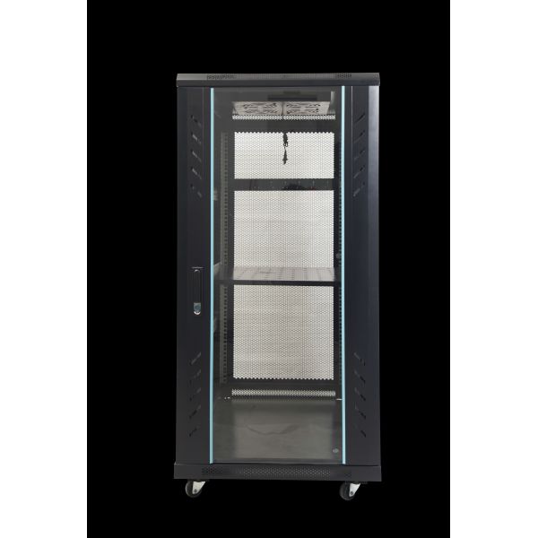 19 Inch Tempered Glass Door Server Rack with 600mm Width 1000mm Height and RAL7035 Colour