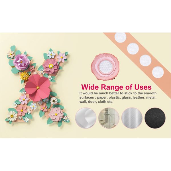 White Strong Nylon Waterproof Glue Tapes 700 Pairs Self-Adhesive Die Cut Dots Single Water Activated for Office School Home Use