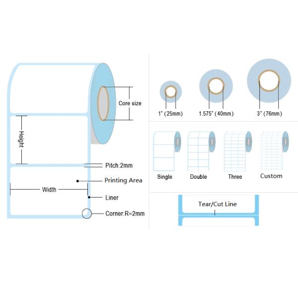White Adhesive Label Rolls Oil Resistant Scratch Resistant Direct Thermal Labels For Fresh Food