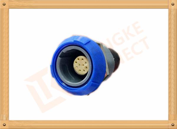Blue Plastic Female Push Pull Circular Connectors / 10 Pin Circular Connector