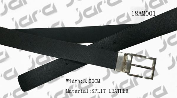 Split Leather Black Mens Dress Belts Reversible Buckle / Flat Belt Tip