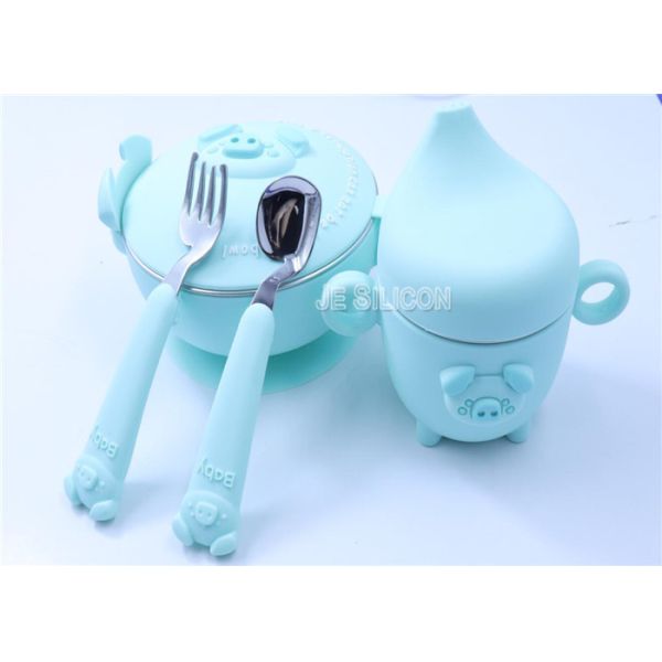 Ecofriendly Silicone Baby Products , Silicone Baby Bowl With Spoon Fork
