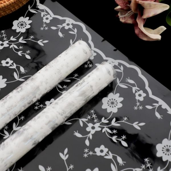Yitong imitation lace lace transparent cellophane bouquet waterproof flower wrapping paper opp plastic flower wrapping material