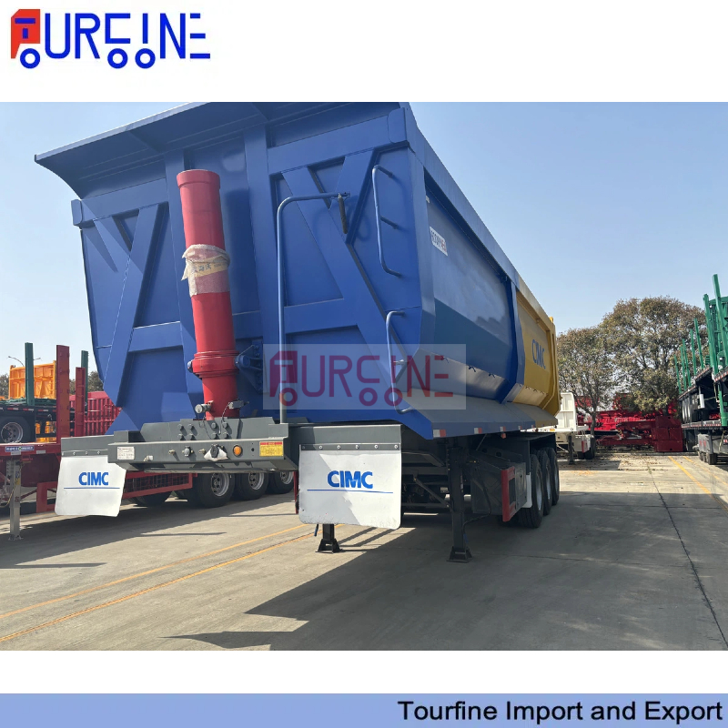 Tri Axle 40 Ton Rear Dump Semi Trailer For Sand Stone Aggregate Transportation