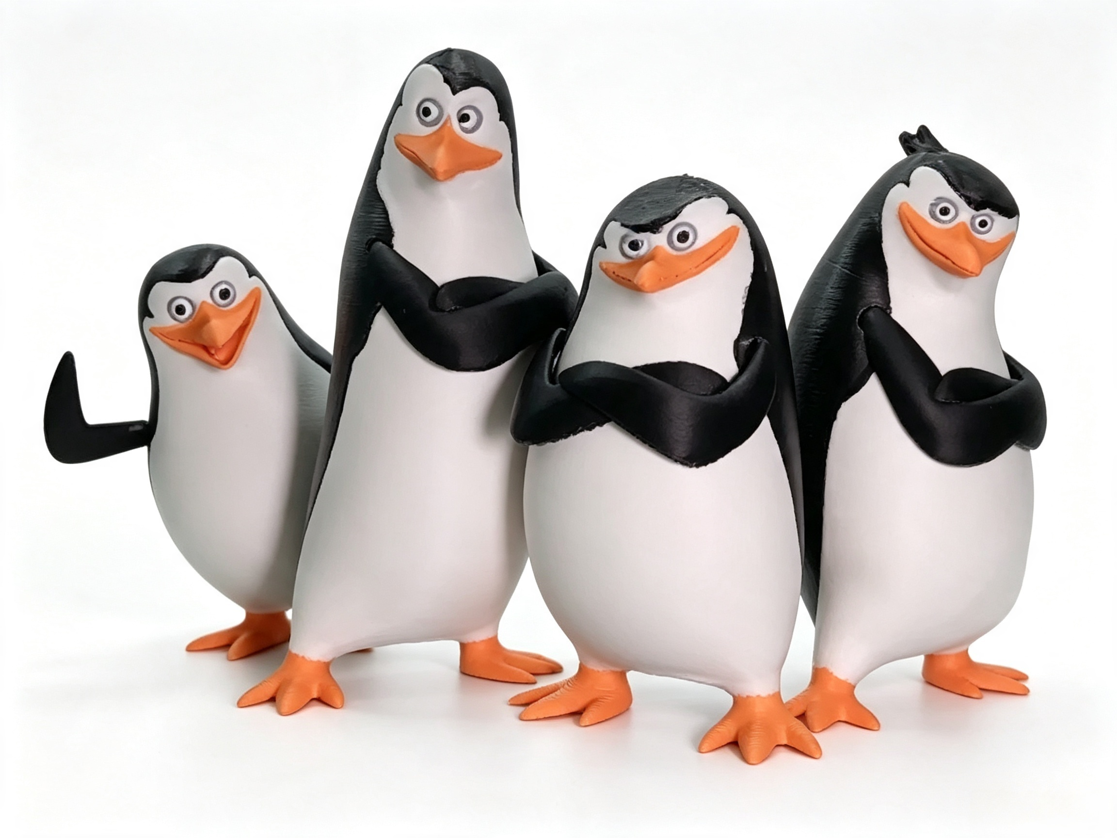 Home Desktop 3D Printed Toys Collectible Hand Painted Penguin Figurine Set
