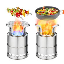 Mini Portable Wood Burning Stove, Camping Stove Foldable Stainless Steel Backpacking Cookware Rocket Stove