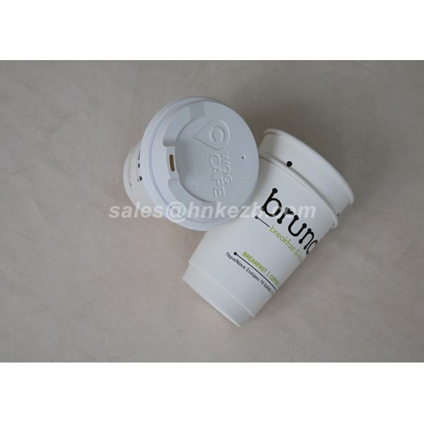 Plain White 12oz  Paper Espresso Cups With Lids / Personalised Paper Coffee Cups