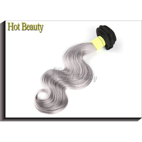 Double Weft 20 inch Brazilian Human Hair Extensions Grey Color No Shedding
