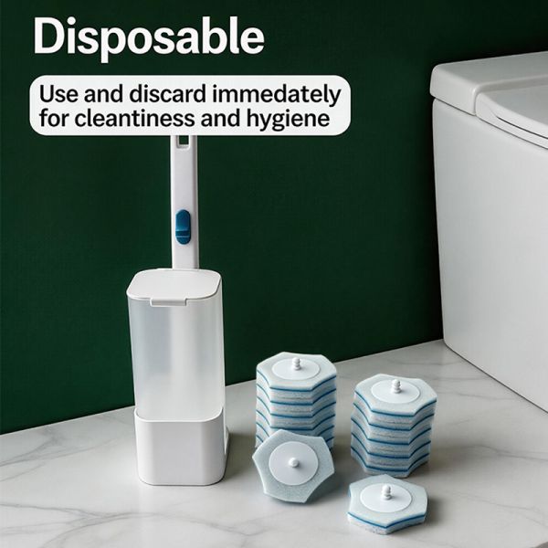 Non-Slip, Corrosion-Resistant Handle, Pre-Loaded Cleaner, Customizable Disposable Toilet Brush Set