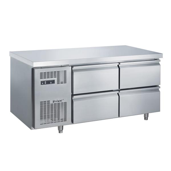 Réfrigérateur commercial simple température sous-comptoir 4 tiroirs en acier inoxydable avec contrôle numérique pour cuisine et restaurant, neuf