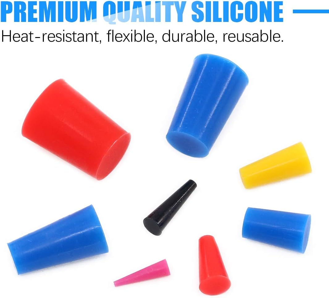 8 Sizes High Temp Silicone Rubber Stoppers Protective Tapered Plug Assortment Moulding and Silicone Material Processing