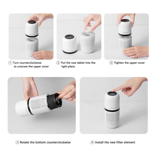 HOMEFISH Portable Car Air Purifier USB Rechargeable 3 Gear Adjustable