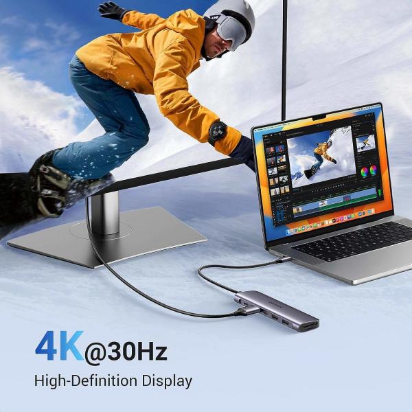 1071 USB C Hub for Laptop 7 in 1 USB C Dongle 4K-HDMI , 100W PD Charging, USB-C & 2 USB-A 5Gbps Data Ports, SD/TF