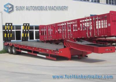 Hydraulic Legs red Flatbed Semi Trailer , 30 T 40 T dual axle trailer