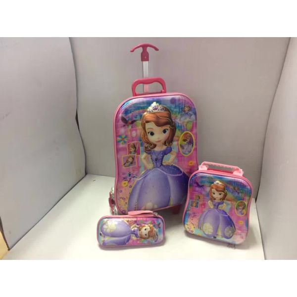 Hot sale 6D Kids Trolley 3 pcs / trolley school bags / children travel bags