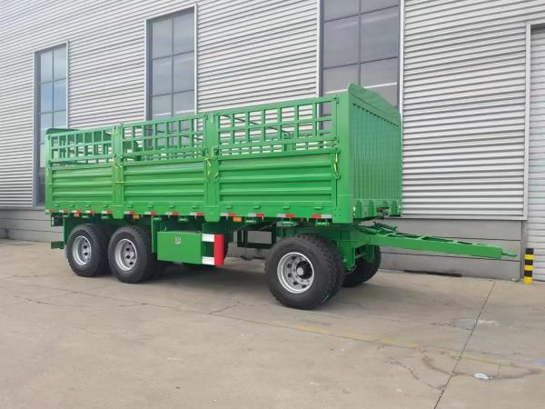Farm 2-Axles Flat Platform Fence Drawbar Full Trailer With Ladder