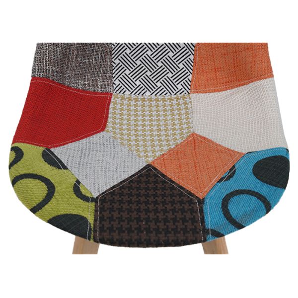 Restaurant Home Ergonomic Odm Patchwork Dining Chair With Wooden Legs