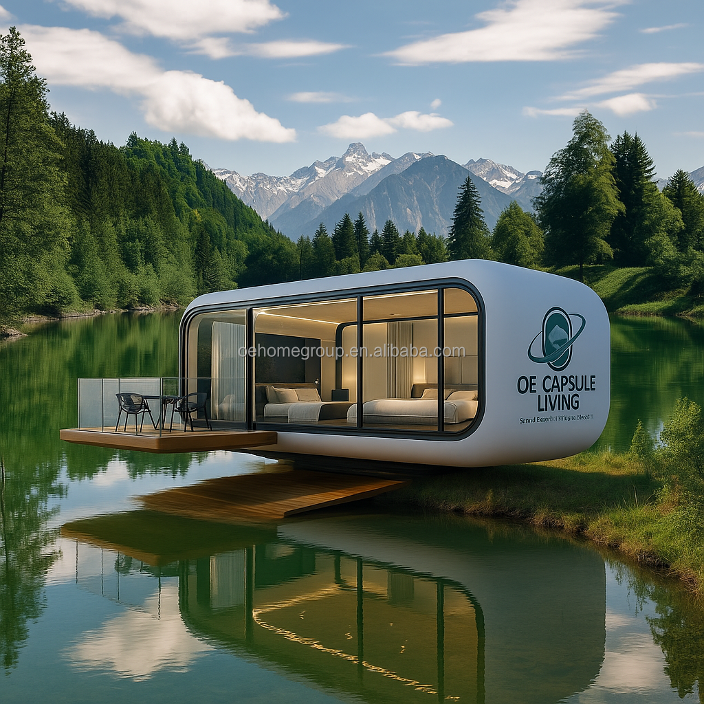 Prefabricated 40 Fthotel Modular Steel Space Capsule House Mobile Container Houses With Toilet For 5 Persons Bedroom