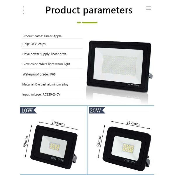 LED Floodlight 220V 10W 20W 30W 40W 50W 100W 200W 300W 400W Waterproof Advertising Light