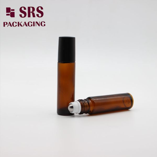 Amber Glass Roller Bottle with Steel Ball Leak Proof 10ml Capacity Free Sample Available