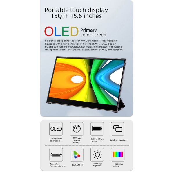 15.6 Inch Battery-Powered Portable Touch Screen Monitor for Business and System Integration