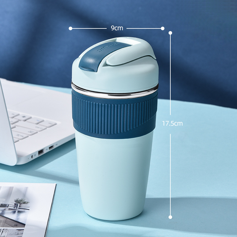 Portable Design Style 350ML 480ML Double Wall Stainless Steel Coffee Mug With Straw