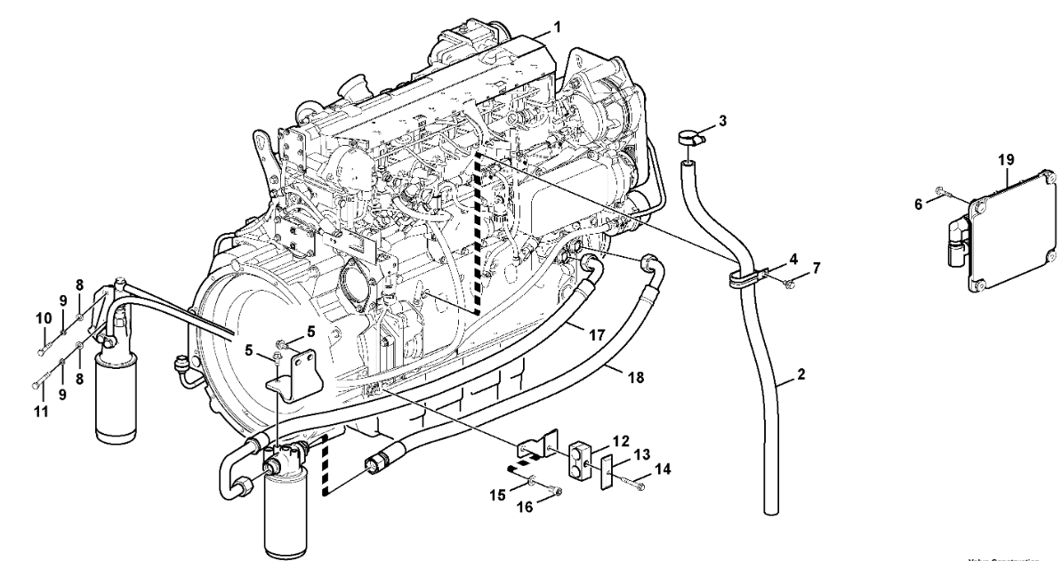 14880502 11211055 Partes de repuesto de excavadoras de manguera de enfriamiento para EC160C EC180C
