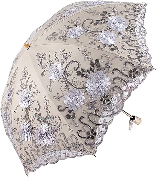 190T Pongee Fabric Umbrella Fully-automatic Battenburg Lace for Vintage 3D Performance