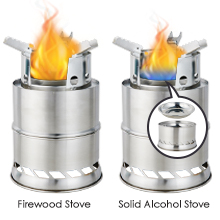 Mini Portable Wood Burning Stove, Camping Stove Foldable Stainless Steel Backpacking Cookware Rocket Stove