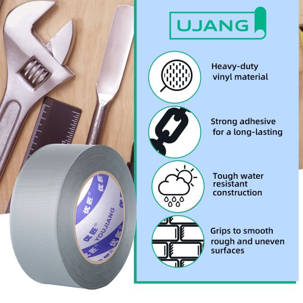 UJANG Heavy Duty Duct Tape – Waterproof Silver Cloth Tape for Repairs, Construction & Industrial Use (Alternative to 3M 3903)