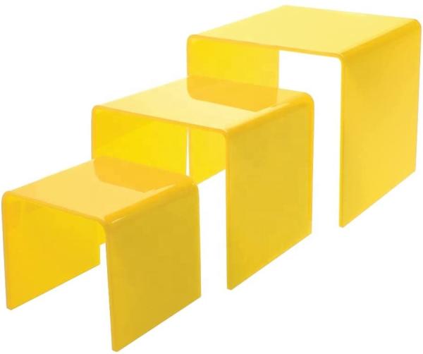 U Shaped Set Of 3 Plexiglass Stacking Scroll Risers Lucite Display Risers Pedestal