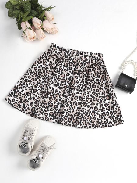Saias curtas e vestidos de poliéster Impressão de padrões de leopardo para meninas