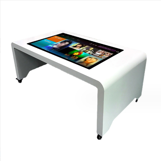 Free Standing 43/55 Inch Indoor LCD Interactive Android or Windows System Smart Touch Screen Table Metal Material for Coffee