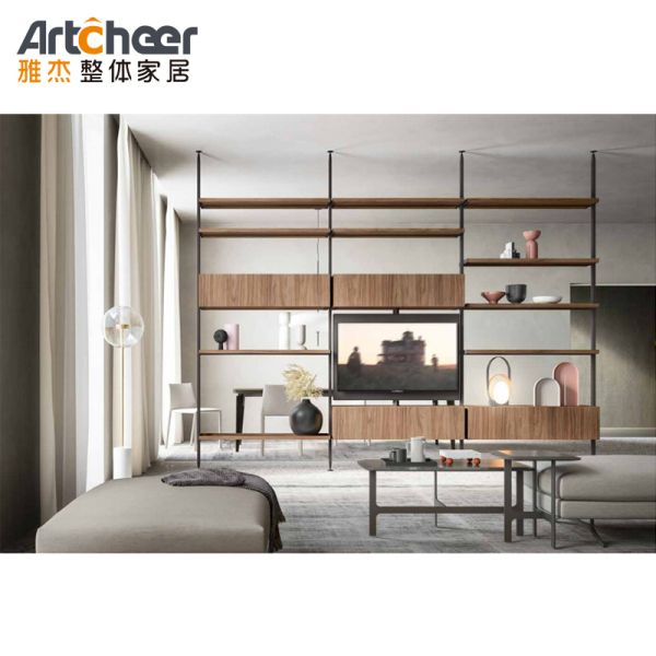 Modern Design Aluminum Frame Display Cabinet with Adjustable Shelf for Living Room