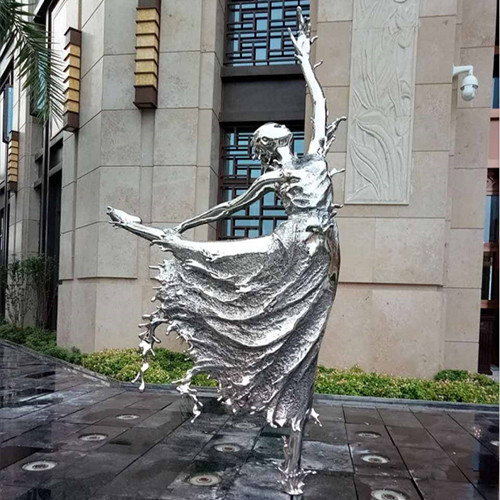 2 Meters High Stainless Steel Dancing Ballet Girl Sculptures For Fountain