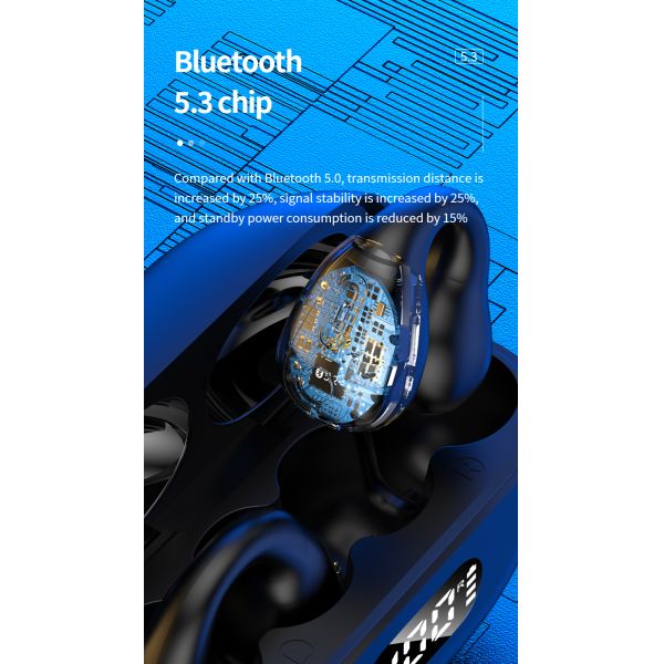 Waterproof Standard IPX-6 TWS BT 5.3 Earphone Touch Control and Battery Indicator Digital Display for LED Wireless Headphone