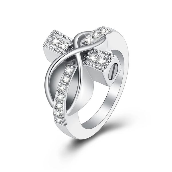 Stainless Steel Cremation Ring For Ash Cross Memorial Urn Jewelry Human/Pet Ash Holder Style Fashionable