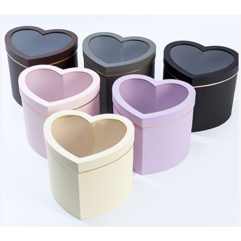 Коробка для упаковки в форме сердца из шоколадной конфеты с цветочным пакетом с прозрачным окном из ПВХ