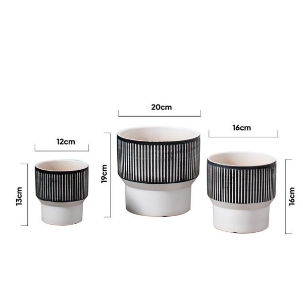 Fashionable design modern style simple elegant planter flower pot outdoor decoration cheap embossed ceramic plant pots