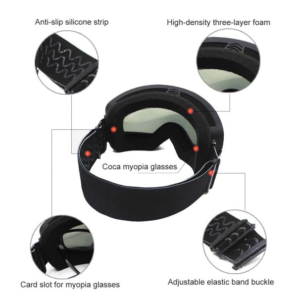Customized White Frame Ski Goggle with Foam Face Padding and Polycarbonate Lens