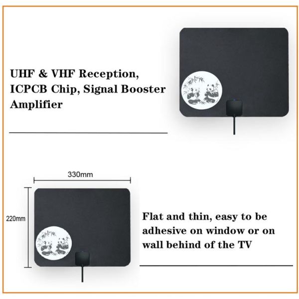 250*223mm 2-3dBi Digital Home Tv Antenna Internal Digital Tv Aerial