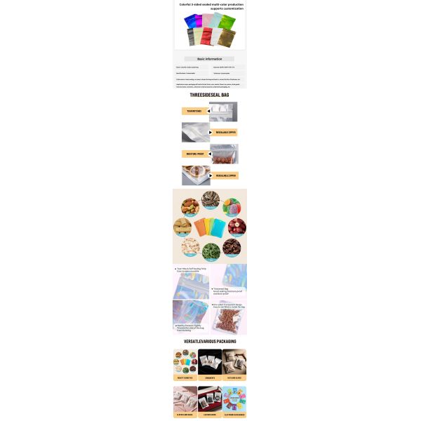Recyclable Custom Set Self Sealing Biodegradable Food Packaging Bag Holographic Mylar Bag Candy Smell Proof Candy Packaging