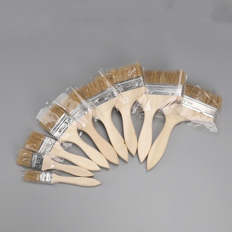 Shipping Cost Bristle Paintbrush Wooden Handle Paint Brush with Stainless Steel Ferrule