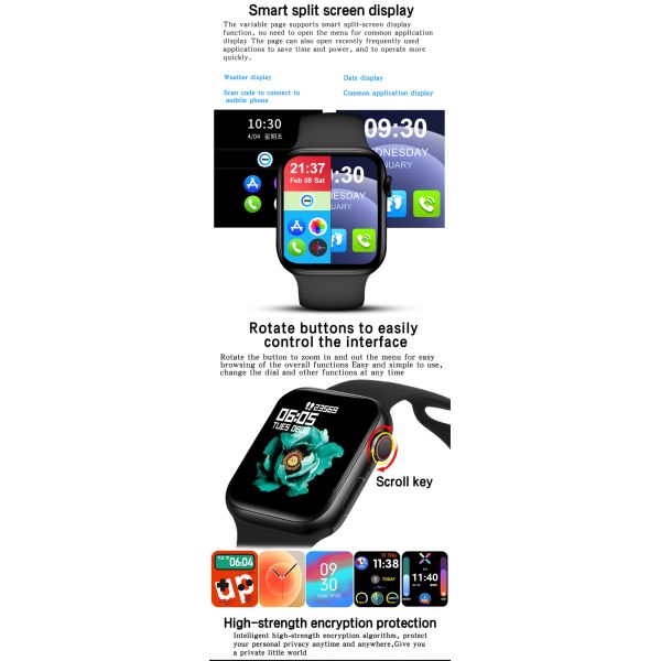Silica Gel  1.75 Inch Touch Screen Smartwatch 170mAh Rechargeable