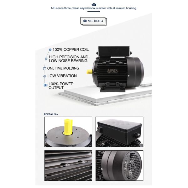 7.5hp Brush Motor for Home Appliance 380v 1445r Three Phase Industrial AC Electric Motor