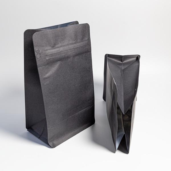 Food Safety Grade Blank Black Kraft Paper Bags Plain Unprinted Custom Branding Wholesale.