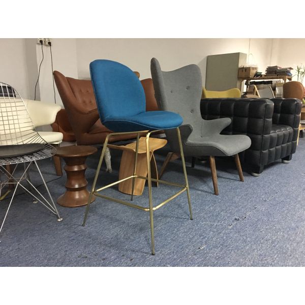 Beetle Stool Modern Bar Chairs Stainless Steel Powder Coated With Conical Legs