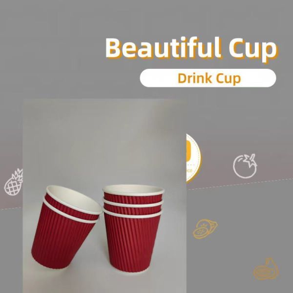 Disposable Ripple Paper Coffee Cups Biodegradable Tea Cups for Eco-Friendly Disposal