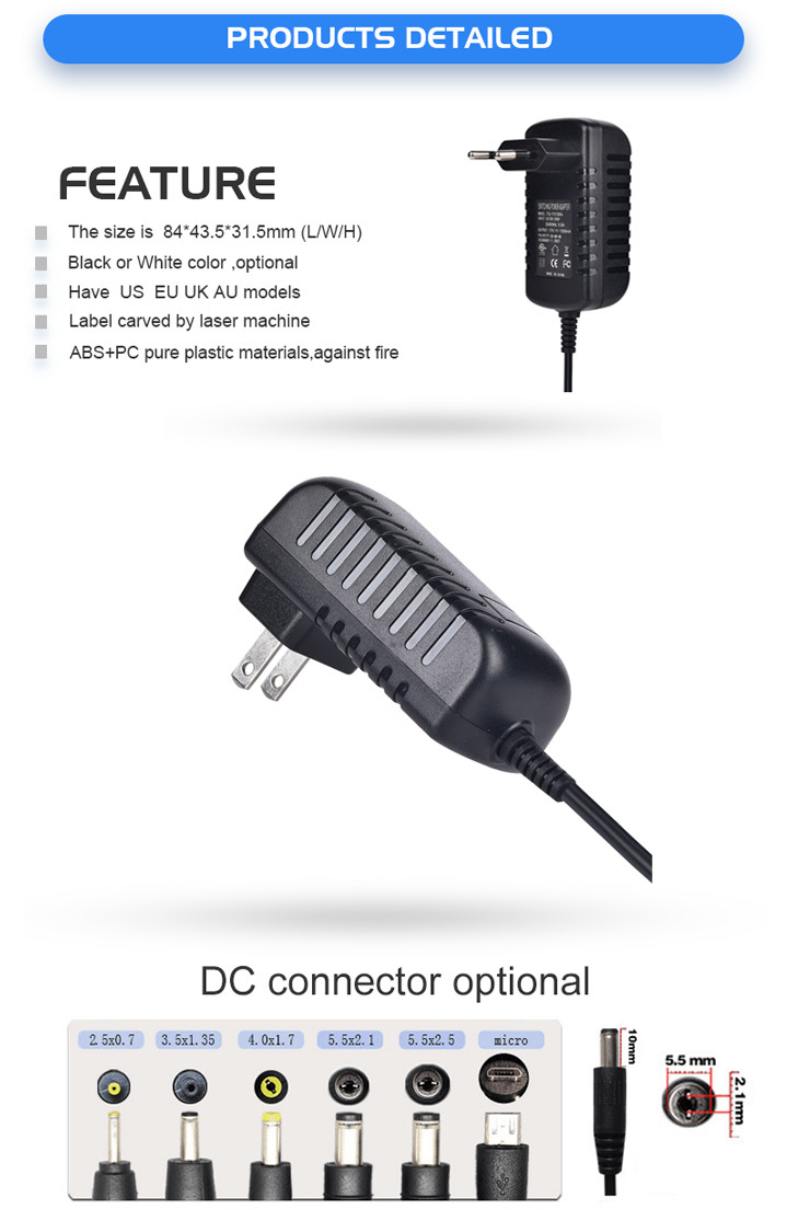переходник силы держателя стены переходника 12W силы DC 1000ma всеобщий 12V